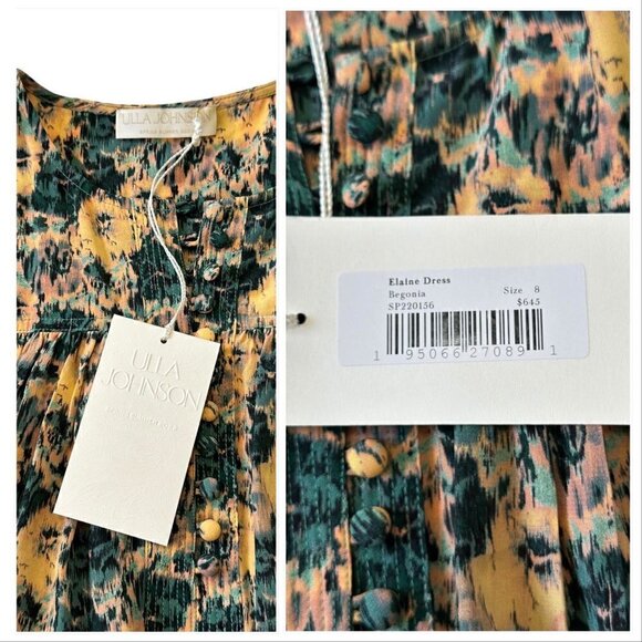 Ulla Johnson Elaine Mini Dress, Begonia Floral Printed, With Belt,‎ Size 8, NWT - Picture 6 of 16